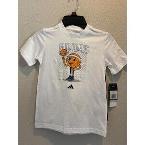 Adidas Outfit Set Boys 5 White Basketball Graphic T-Shirt Shorts Activewear